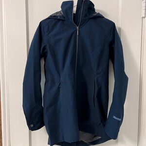 Marmot Navy Blue Hooded Pocket Full Zip Rain Jacket Size Small Style 135780